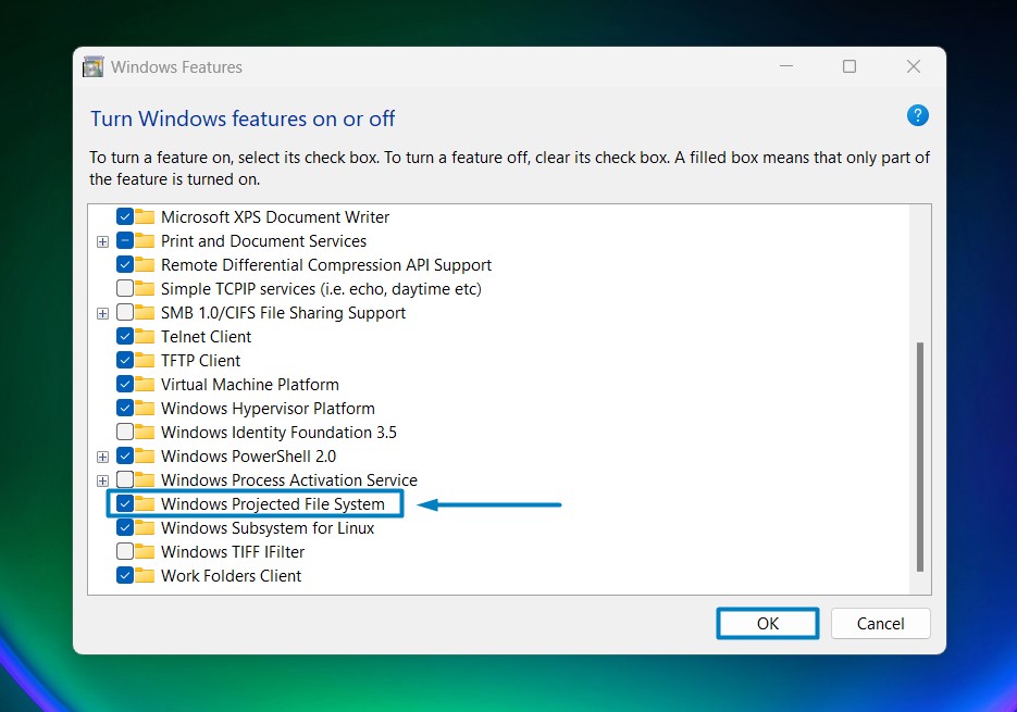 How to Enable Windows Projected File System in Windows 11 4 Enable Windows Projected File System Windows 11