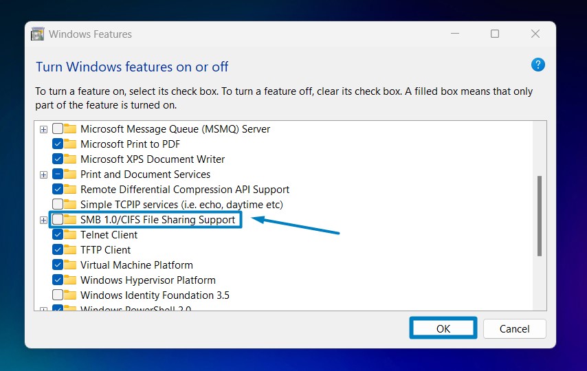 Enable SMB 1.0/CIFS File Sharing Support in Windows 11 10 Disable SMB 1.0-CIFS File Sharing Support in Windows 11