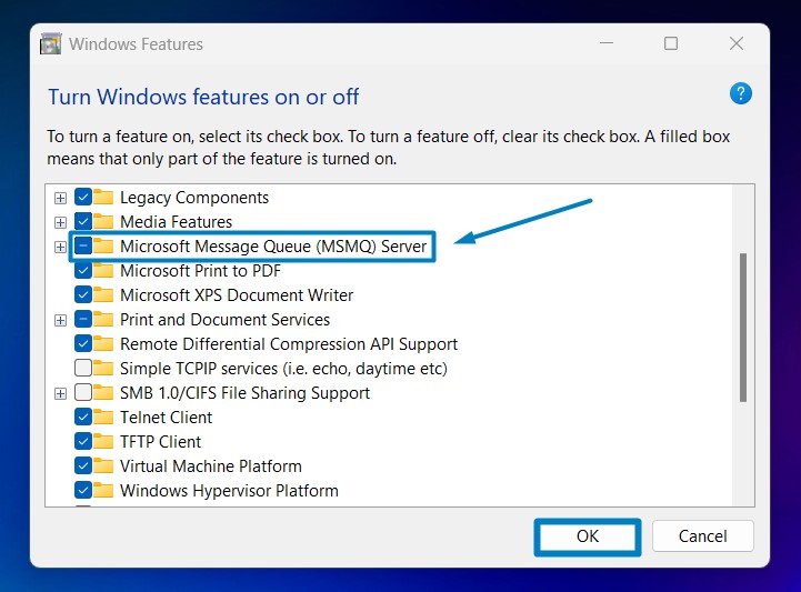 Enable Microsoft Message Queue (MSMQ) Server in Windows 11 1 Enable MSMQ Server