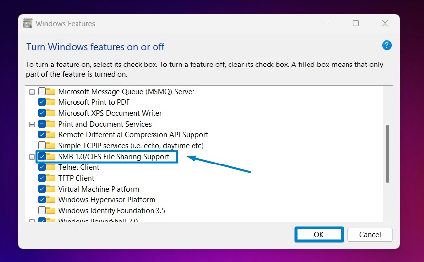 Enable SMB 1.0/CIFS File Sharing Support in Windows 11 4 Enable SMB 1.0/CIFS File Sharing Support in Windows 11