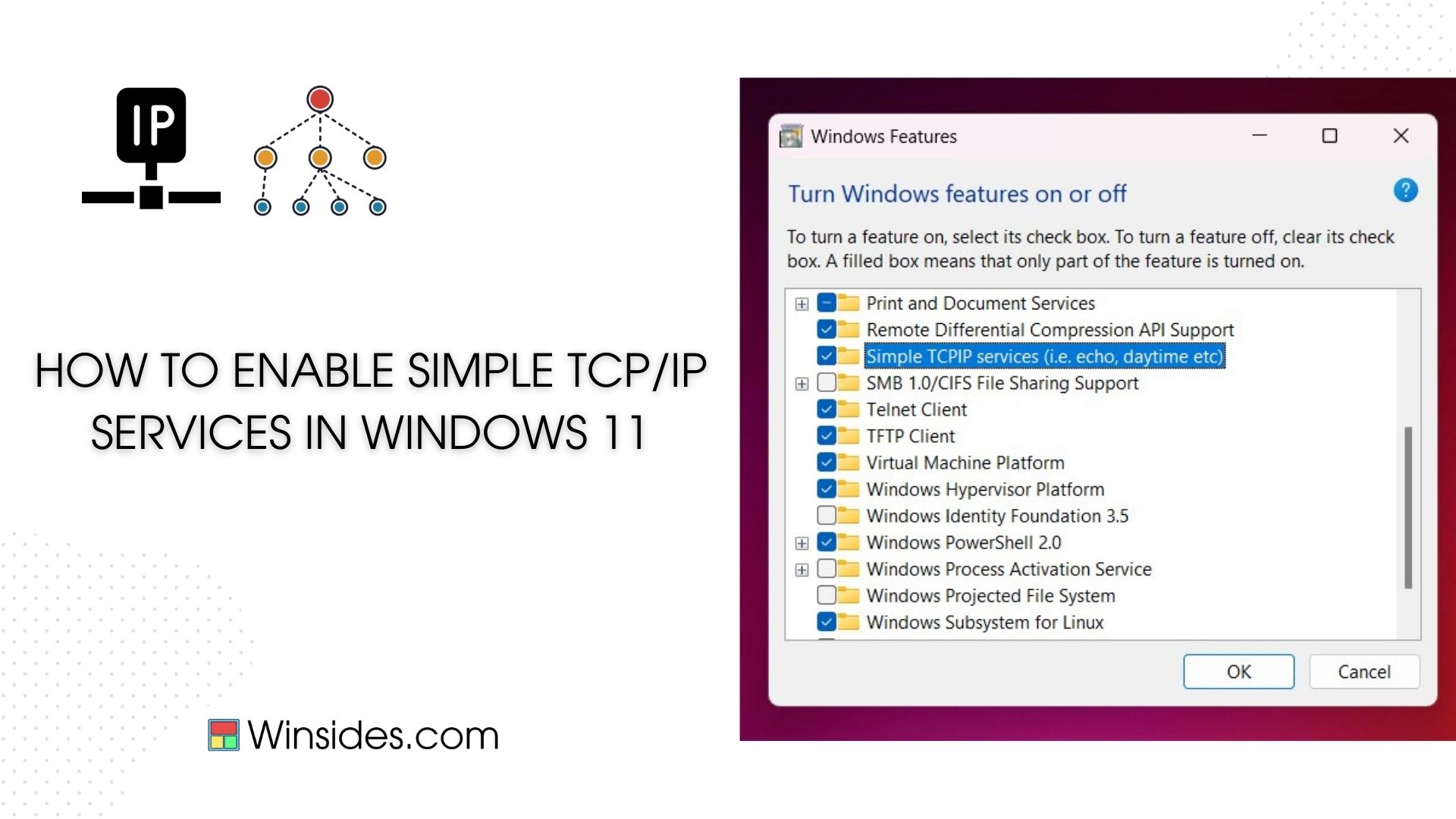 Enable TCPIP Services in Windows 11