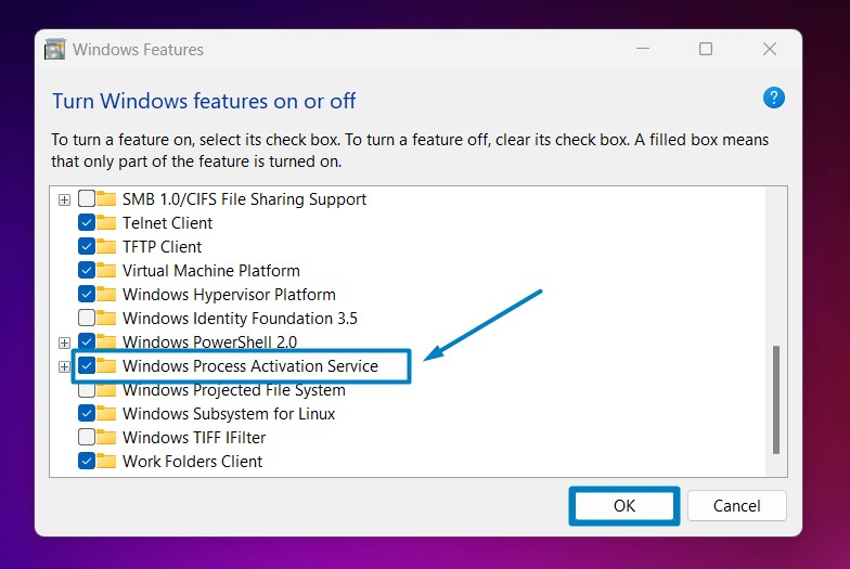 Enable Windows Process Activation Service in Windows 11 4 Enable Windows Process Activation Service in Windows 11
