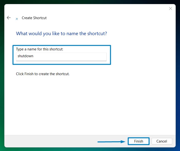 Create Shutdown Shortcut Button Windows 11 3 Name the shortcut