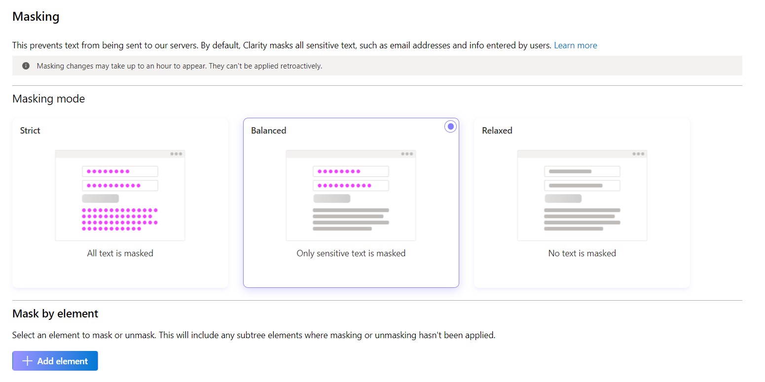 Harness the Power of Microsoft Clarity - Invaluable Insights 3 Masking Modes