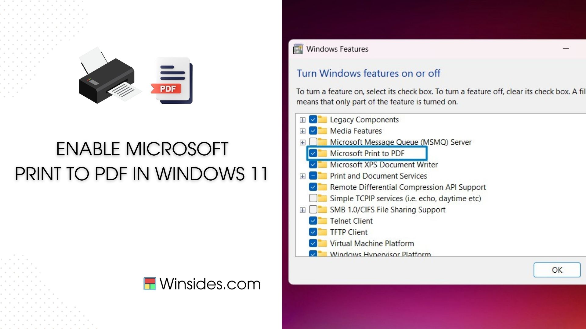 Enable Microsoft Print to PDF in Windows 11