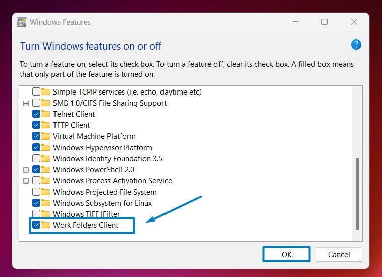 How to Enable Work Folders Client in Windows 11 4 Enable Work Folders Client in Windows 11