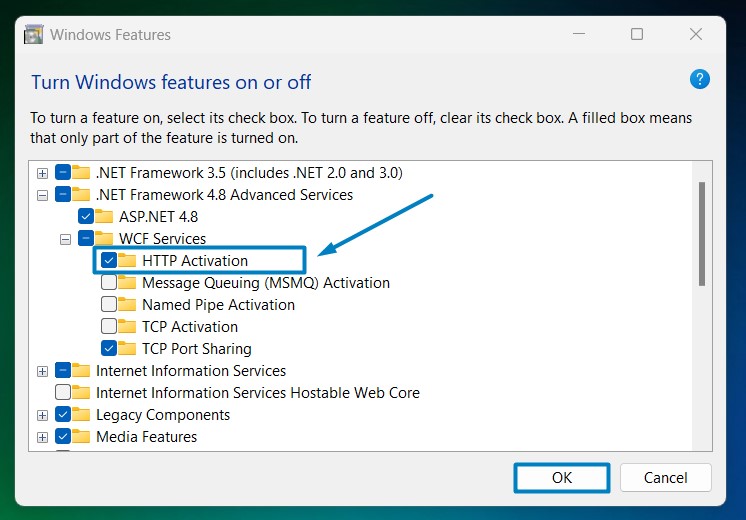 Enable HTTP Activation in Windows 11? 4 Enable HTTP Activation in Windows 11