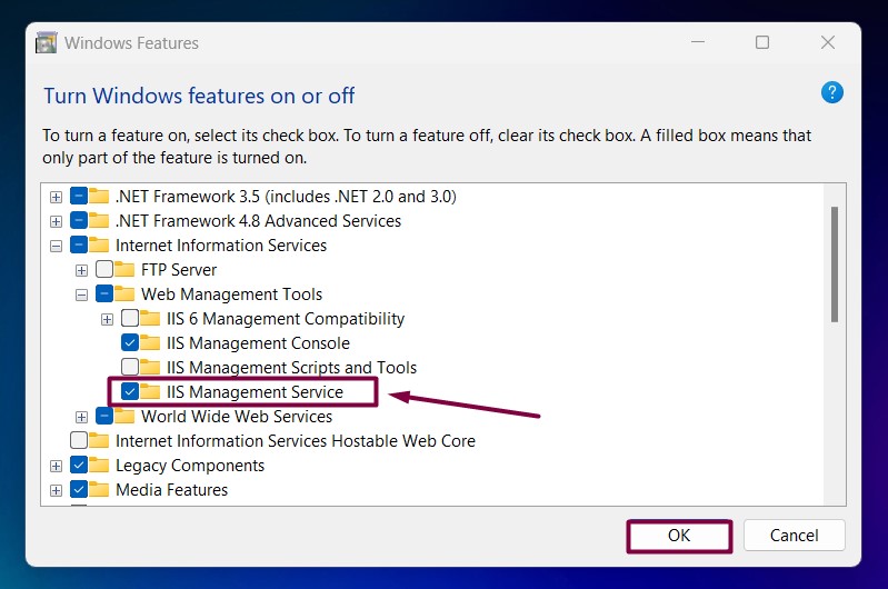 How to Enable IIS Management Service in Windows 11? 1 Enable IIS Management Service in Windows 11