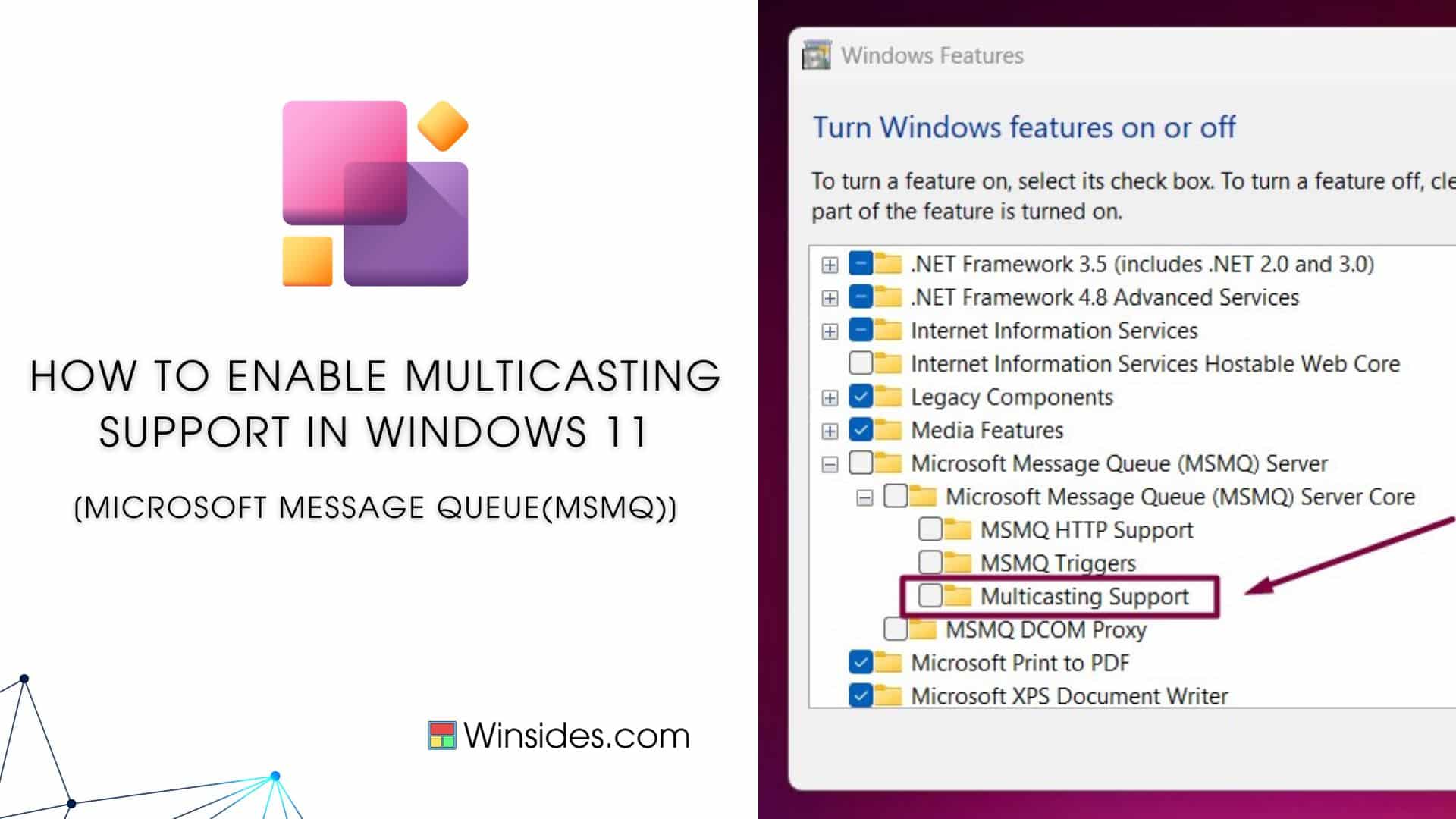 Multicasting Support(MSMQ) in Windows 11