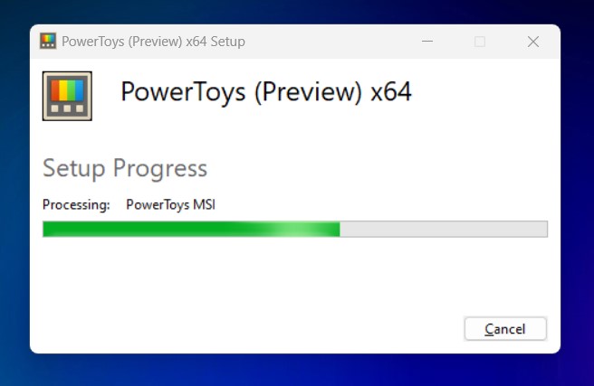 Download and Install Microsoft Powertoys for Windows 11 4 Setup progress