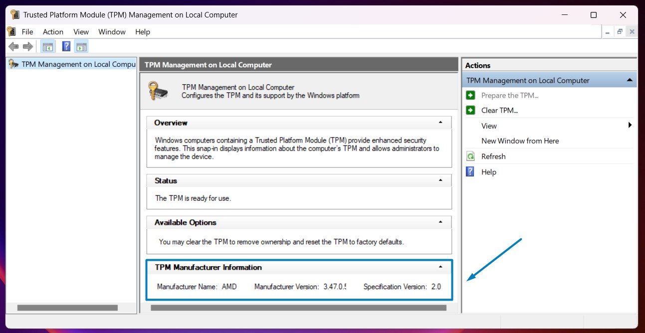 How to check for TPM Version in Windows 11? 2 TPM Specification Version