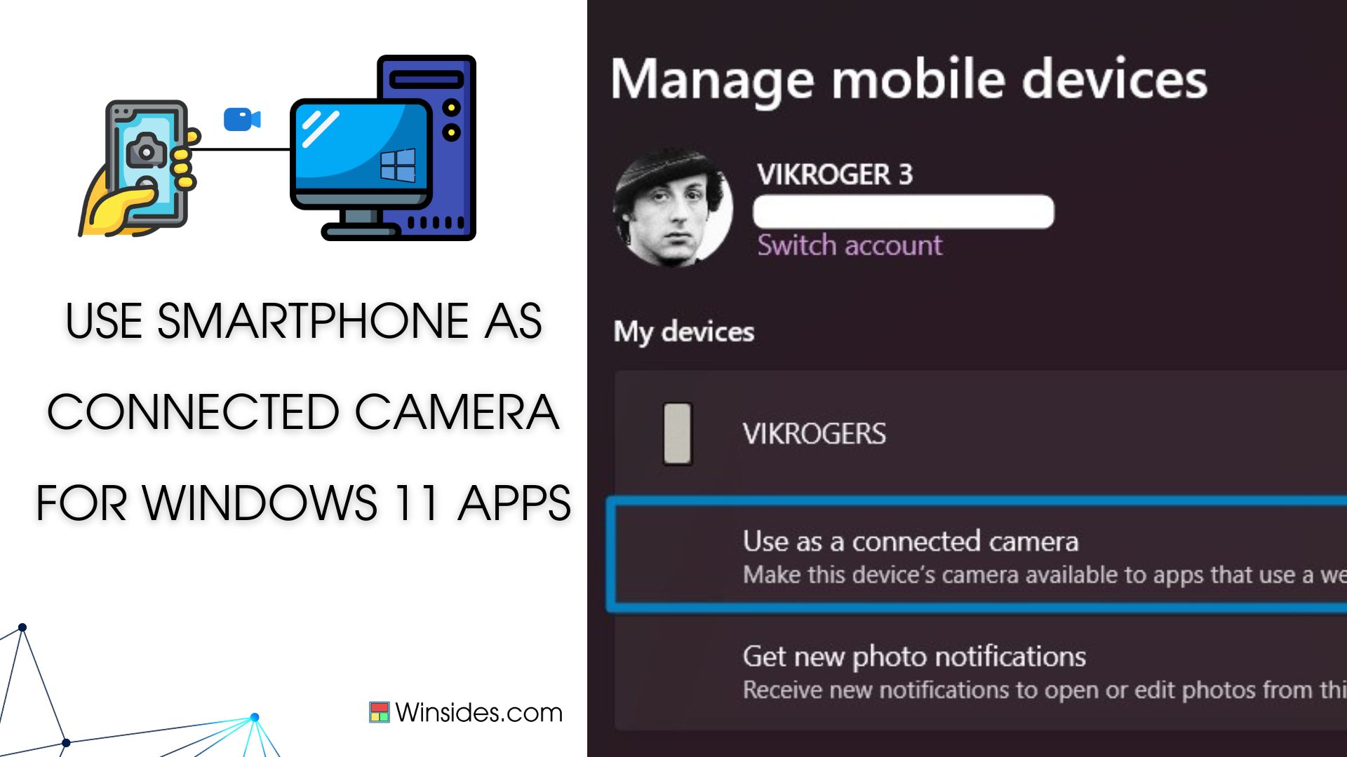 Use Smartphone as a connected camera in Windows 11