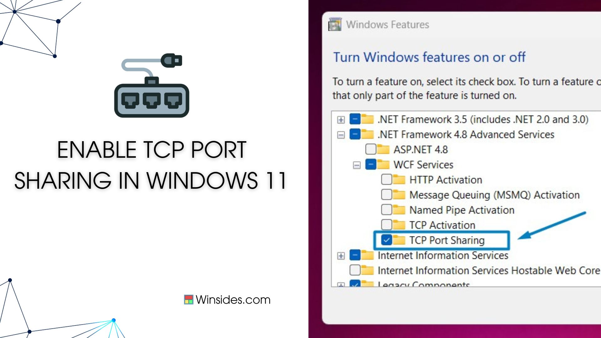 Enable TCP Port Sharing in Windows 11