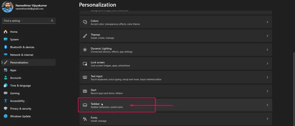 Click Taskbar Settings Click Taskbar Settings