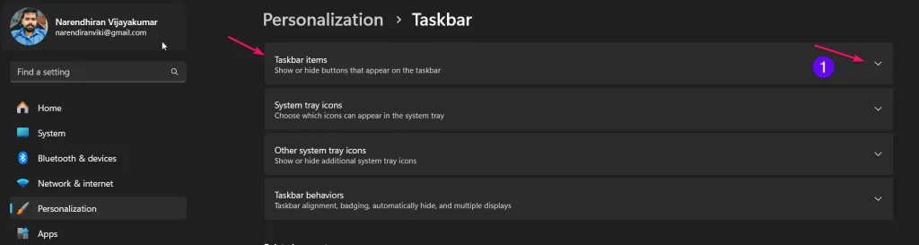 Accessing Taskbar Items Accessing Taskbar Items