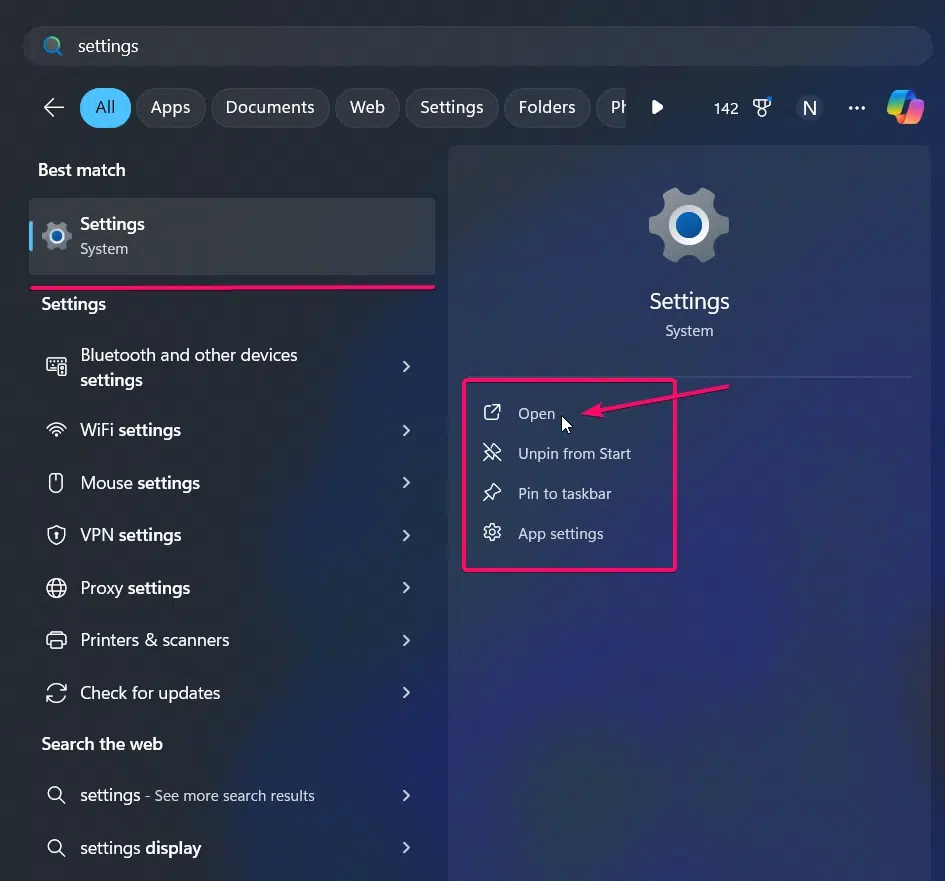Open Settings Open Settings
