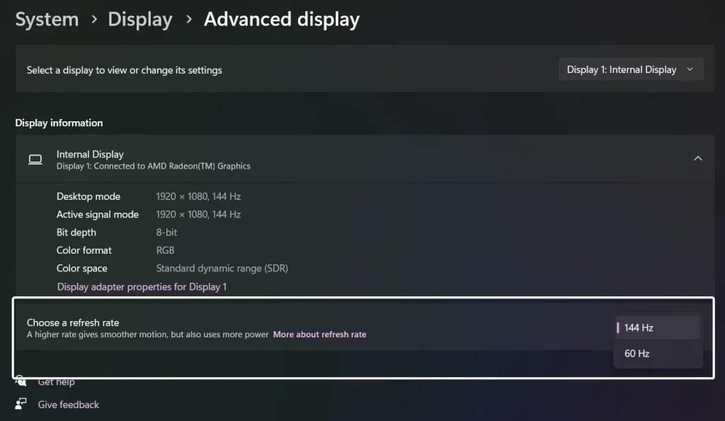 Choose a Refresh Rate Choose a Refresh Rate