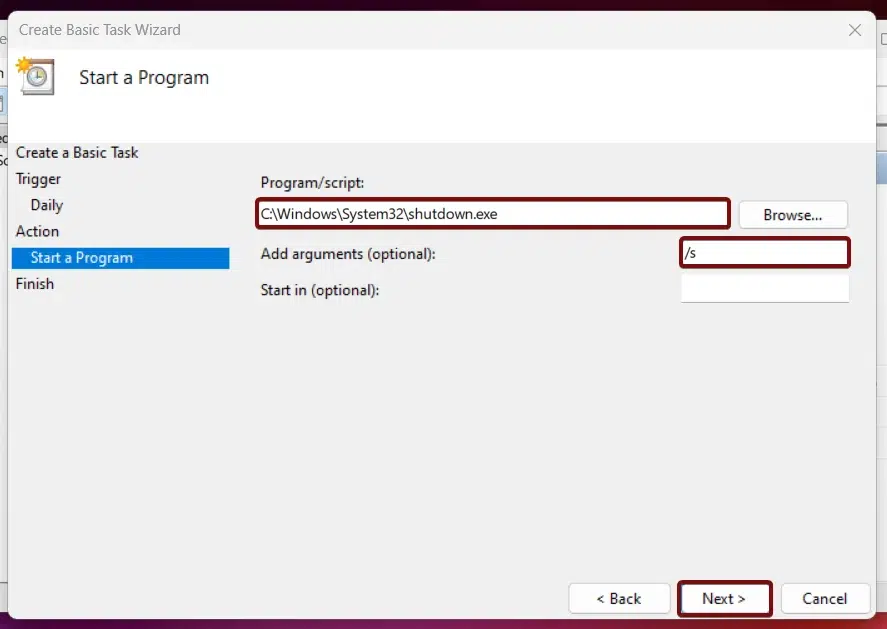 Choose Program/Script Choose Program/Script