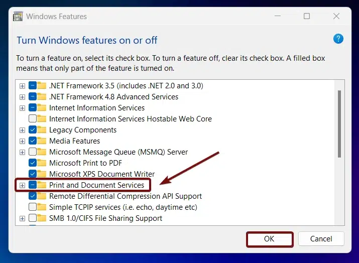 Enable Print and Document Services Enable Print and Document Services on Windows 11