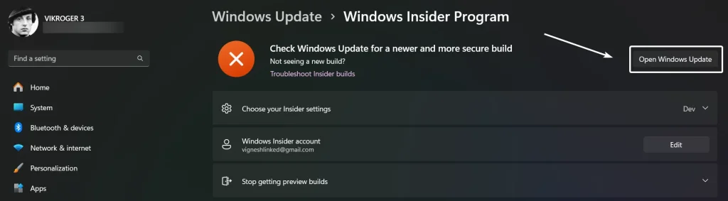How to Enable Windows Insider Program in Windows 11? 1 Open Windows Updates