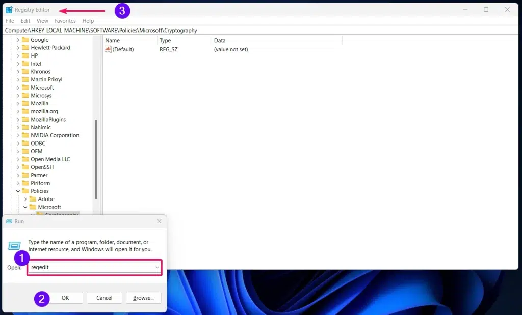 Opening Registry Editor using Run Window Opening Registry Editor using Run Window