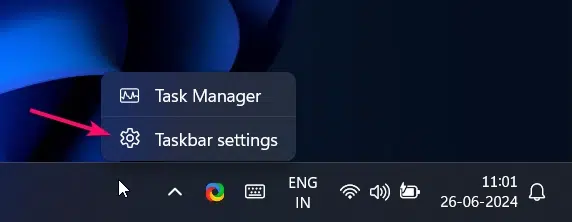 Open taskbar settings Open taskbar settings