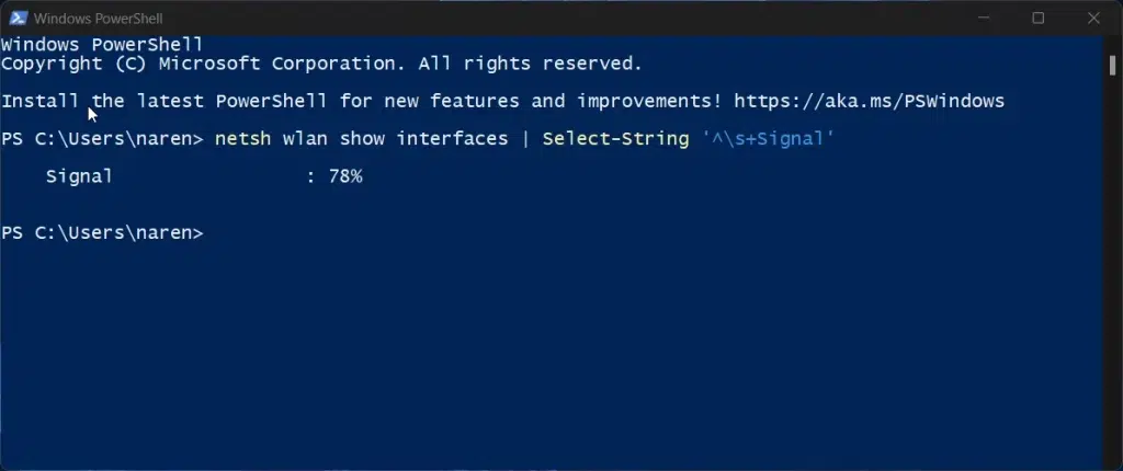 Viewing WiFi Signal Strength using PowerShell Viewing WiFi Signal Strength using PowerShell