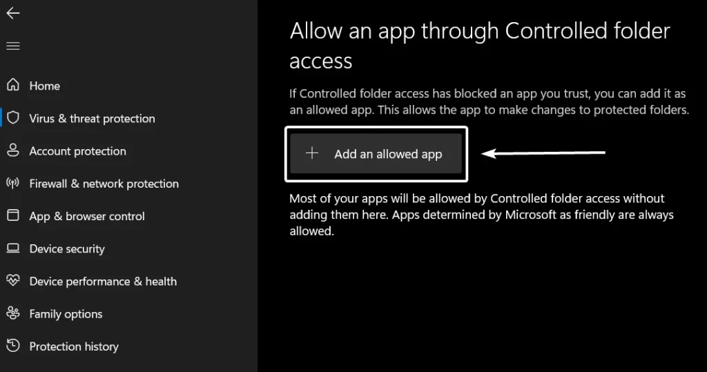 Add an allowed app Add an allowed app
