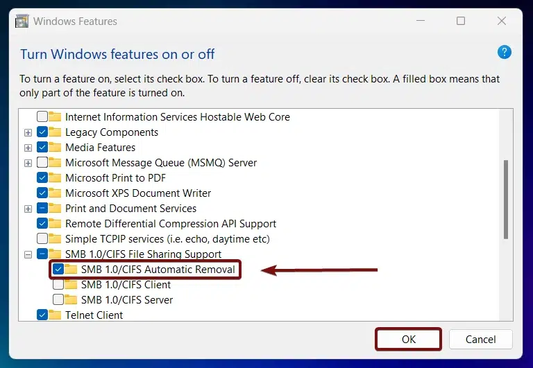 How to Enable SMB 1.0/CIFS Automatic Removal in Windows 11? 4 Enable SMB-CIFS Automatic Renewal