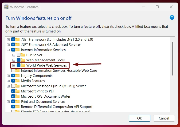 How to Enable WebSocket Protocol in Windows 11? 4 Expand World Wide Web Services