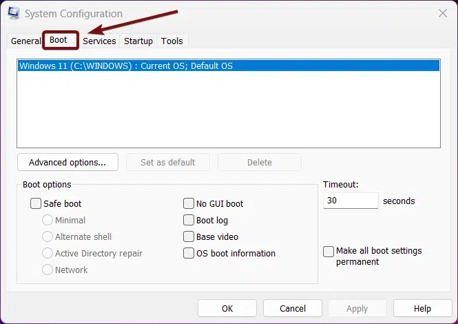 How to Enable Safe Boot in Windows 11? 3 Switch to Boot tab