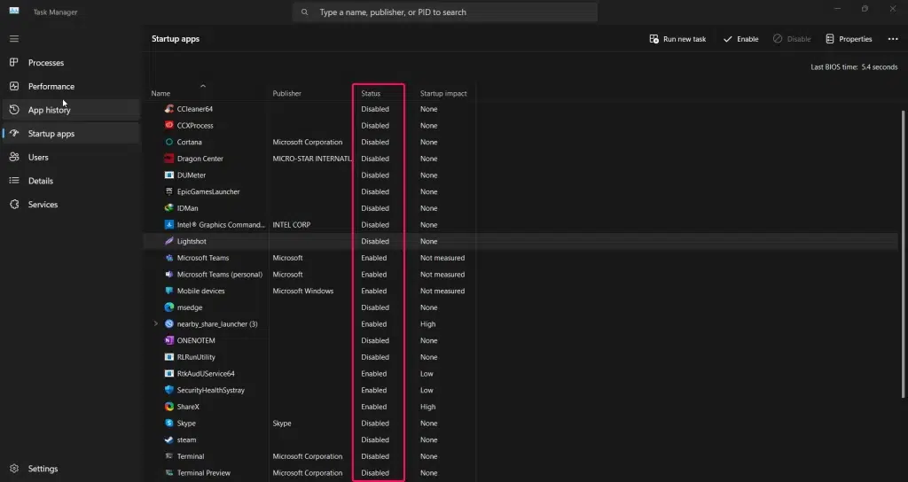 Disable all Startup Apps Disable all Startup Apps