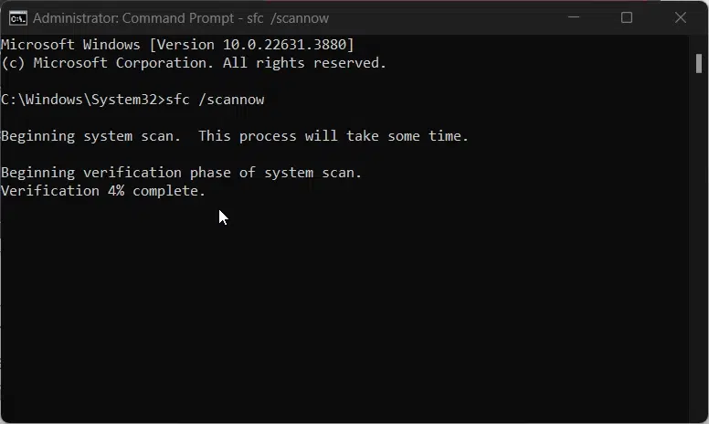 Running sfc /scannow command Running sfc /scannow command