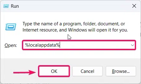 Enter Local App Data File Explorer Menu Enter Local App Data File Explorer Menu