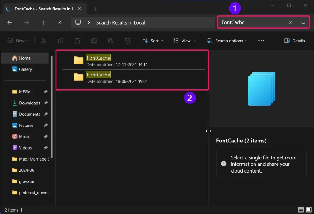 Search as FontCache in Local Search Search as FontCache in Local Search
