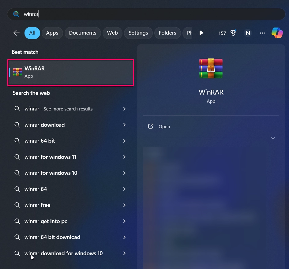 WinRar application installed successfully WinRar application installed successfully