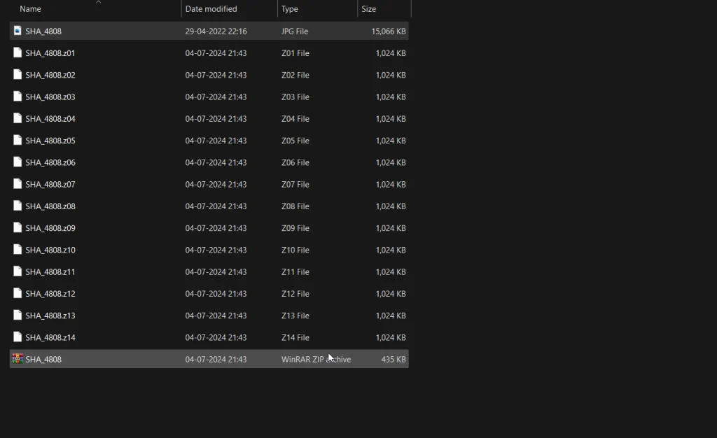Files Splitted using Winrar Files Splitted using Winrar