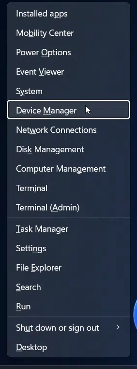 Opening Device Manager using Winkey + X Opening Device Manager using Winkey + X