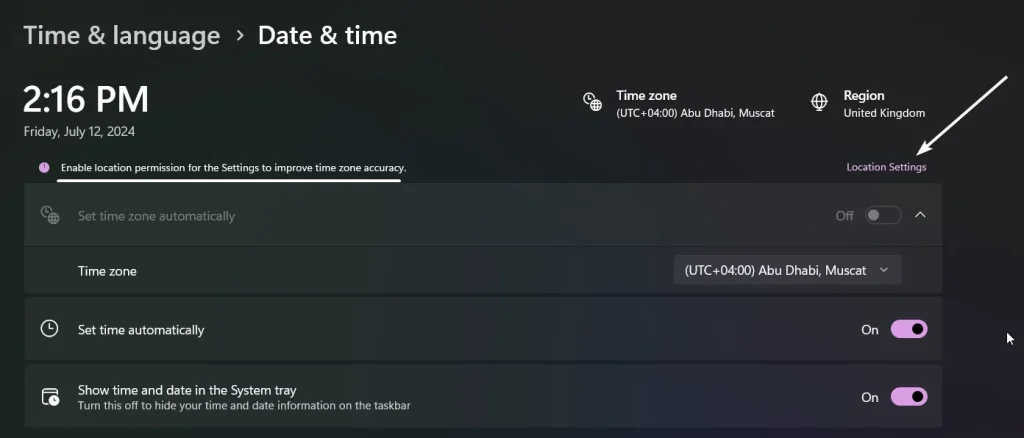Set Time zone Automatically Greyed out in Windows 11 - Fix 5 Location Settings