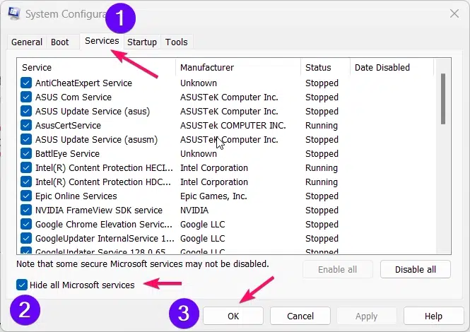 Hide all Microsoft Services Hide all Microsoft Services