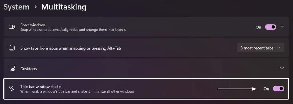 Turn on Title Bar windows Shake in Windows 11 4 Enable Title bar Windows Shake