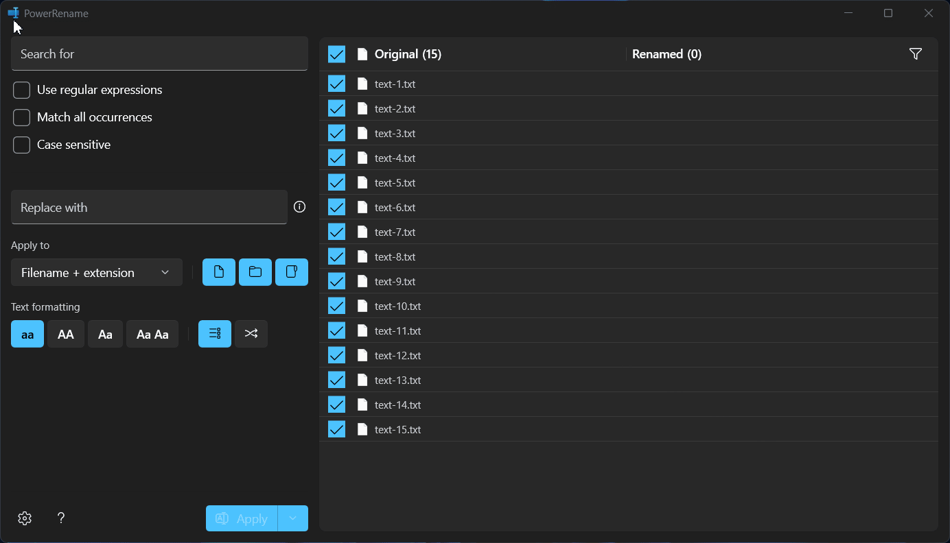 Replace File Extensions using PowerRename option Replace File Extensions using PowerRename option