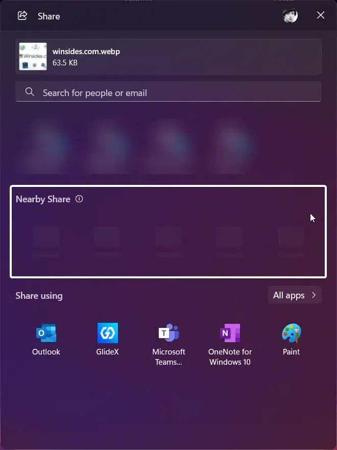 Nearby Share Share files using Windows 11 Nearby share