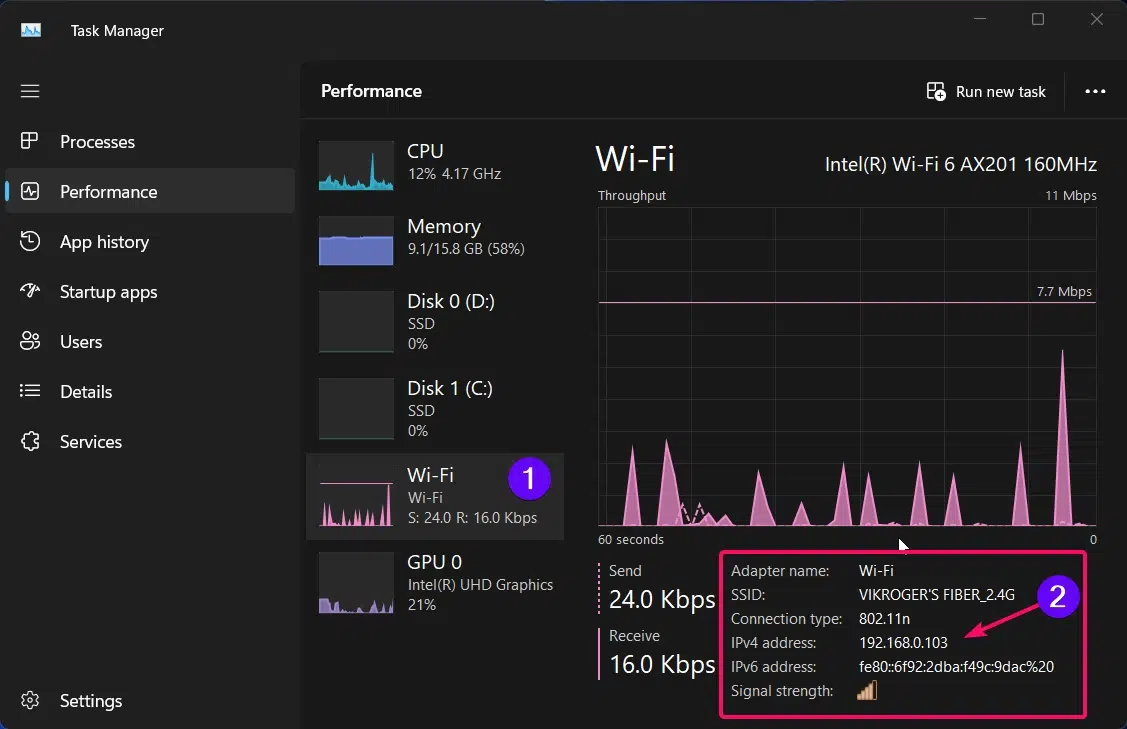 Display WiFi Stats in Task Manager Display WiFi Stats in Task Manager