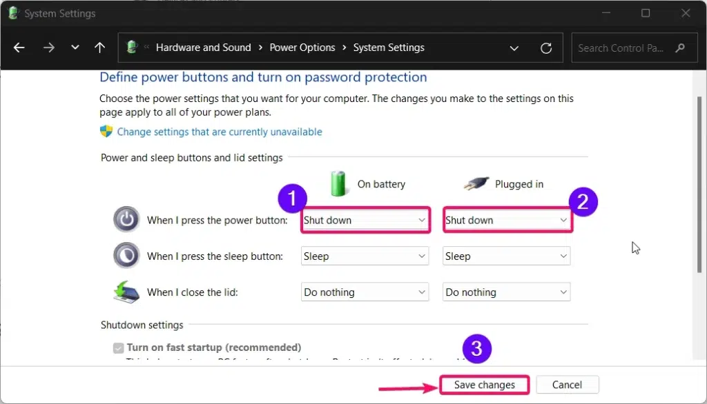 Set Power Button option to shutdown Set Power Button option to shutdown