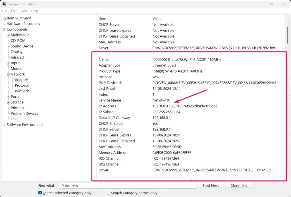 IP Address listed in the System Information Tool. IP Address listed in the System Information Tool.