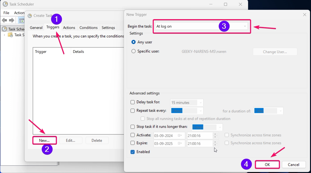 Setting up Triggers function Setting up Triggers function