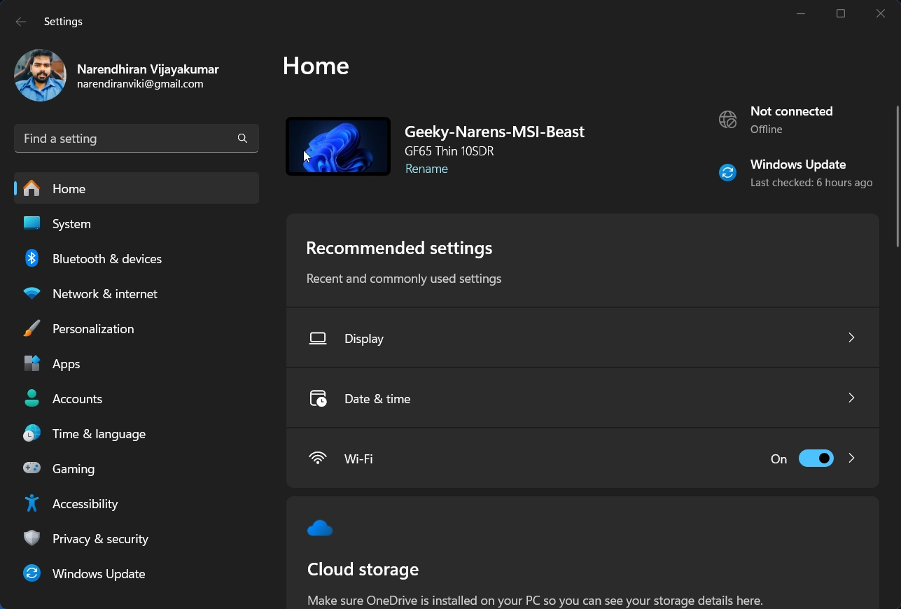 Opening Windows Settings using Winkey + I Opening Windows Settings using Winkey + I