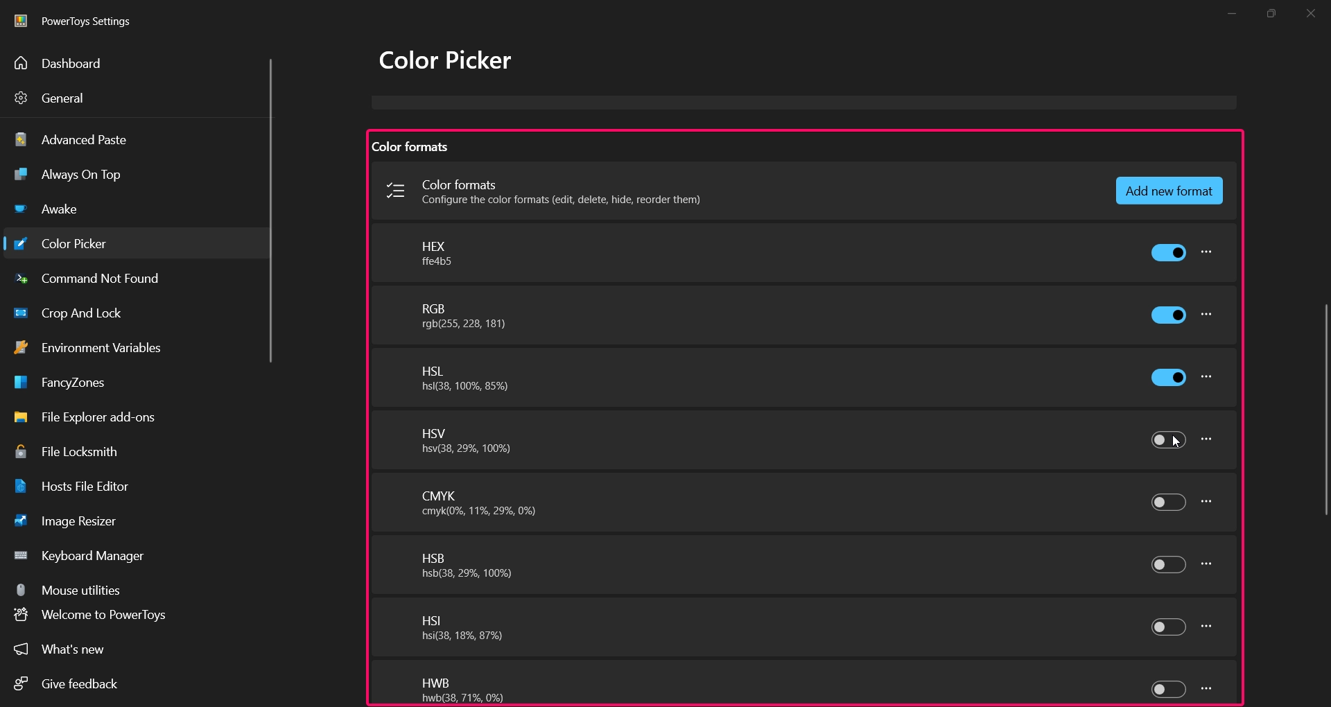 Color Pickers' Color Formats Color Pickers' Color Formats