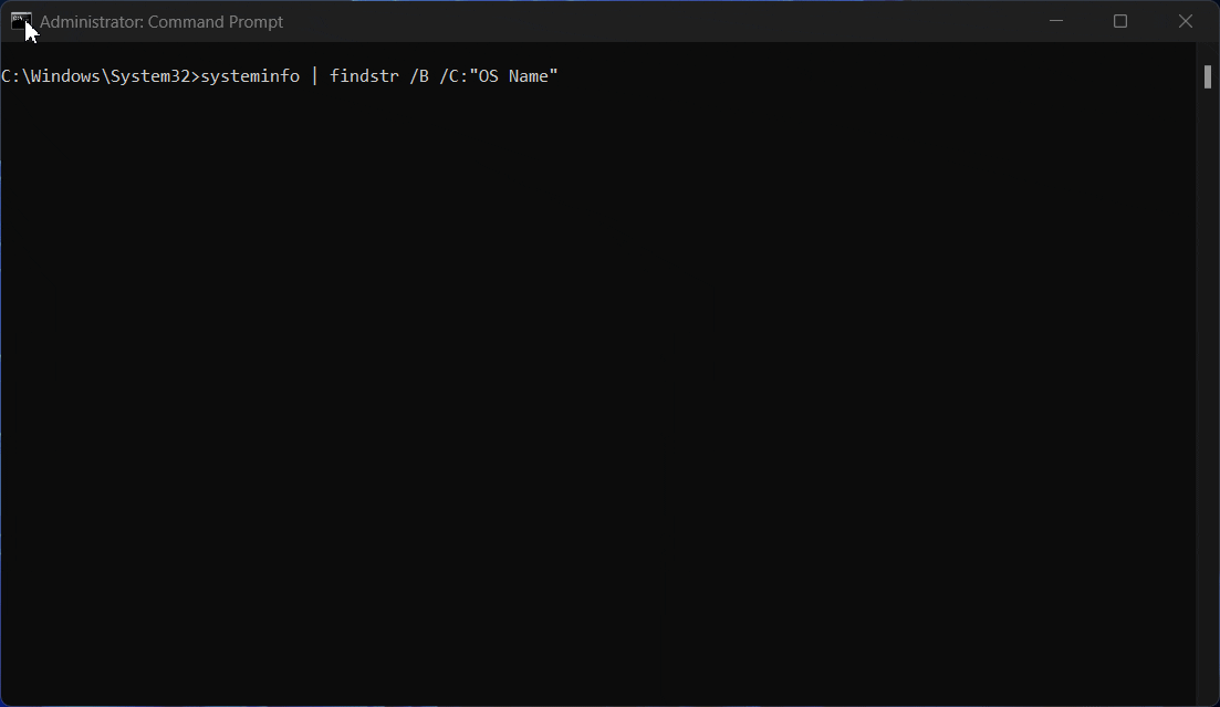 Using the systeminfo windows command to display os specifications. Using the systeminfo windows command to display os specifications.